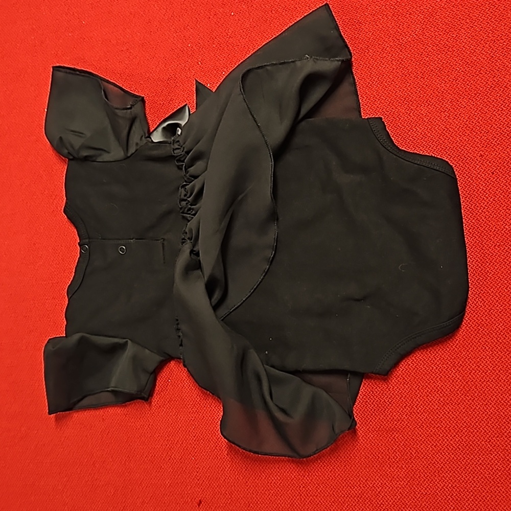 stephan baby 6 - 12 mo. 'My Little Black Dress' onesie with ruffle, satin bow - Picture 6 of 7